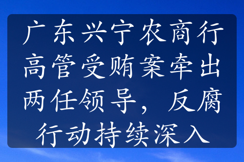 廣東興寧農(nóng)商行高管受賄案牽出兩任領(lǐng)導(dǎo)，反腐行動(dòng)持續(xù)深入