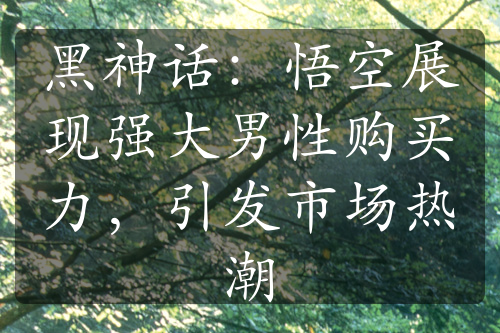 黑神話：悟空展現(xiàn)強大男性購買力，引發(fā)市場熱潮