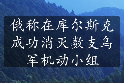 俄稱在庫(kù)爾斯克成功消滅數(shù)支烏軍機(jī)動(dòng)小組