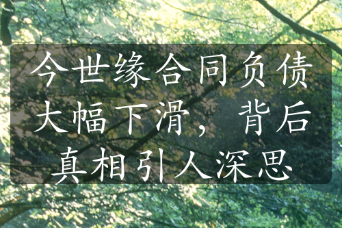 今世緣合同負(fù)債大幅下滑，背后真相引人深思