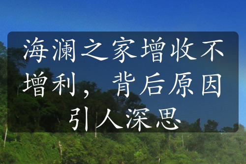 海瀾之家增收不增利，背后原因引人深思