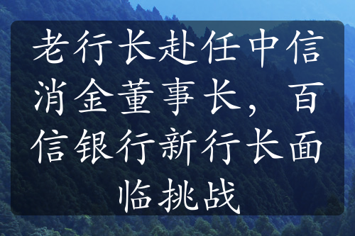 老行長赴任中信消金董事長，百信銀行新行長面臨挑戰(zhàn)