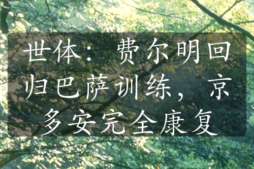 世體：費(fèi)爾明回歸巴薩訓(xùn)練，京多安完全康復(fù)