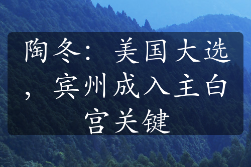 陶冬：美國大選，賓州成入主白宮關(guān)鍵