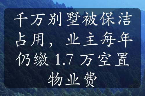 千萬別墅被保潔占用，業(yè)主每年仍繳 1.7 萬空置物業(yè)費(fèi)