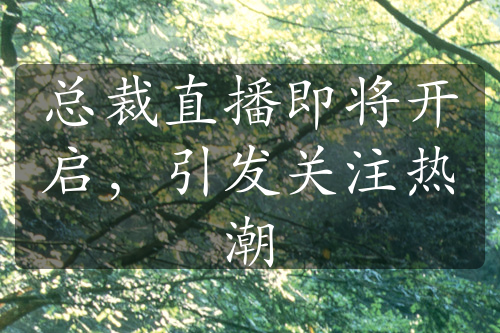 總裁直播即將開啟，引發(fā)關(guān)注熱潮