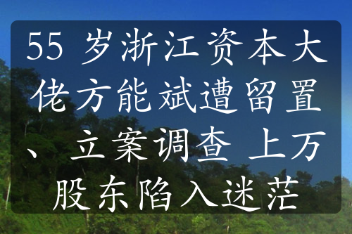 55 歲浙江資本大佬方能斌遭留置、立案調(diào)查 上萬(wàn)股東陷入迷茫