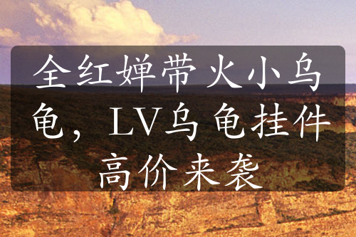 全紅嬋帶火小烏龜，LV烏龜掛件高價來襲