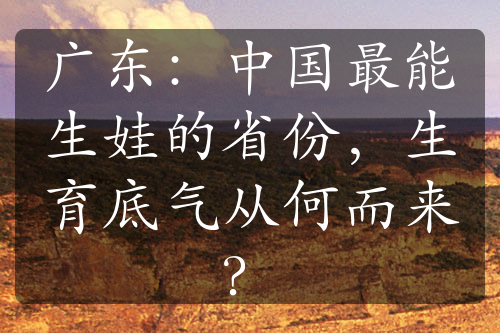 廣東：中國最能生娃的省份，生育底氣從何而來？