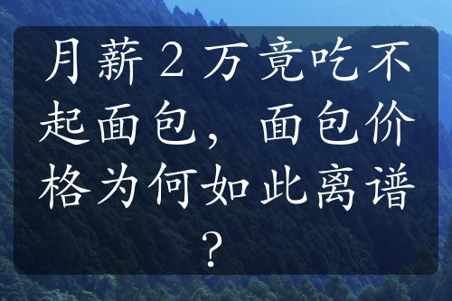 月薪 2 萬竟吃不起面包，面包價(jià)格為何如此離譜？