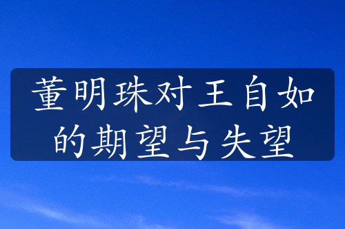 董明珠對(duì)王自如的期望與失望